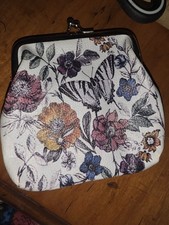 White Buckle Coin Purse Pouch Change Purse XS With Multi Colored Butterflies