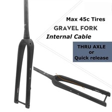 Gravel Bicycle Carbon Fork 700x45c Tire Thru-Axle Internal Cable Routing Fork