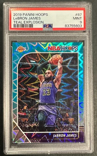 2019-20 NBA Hoops LeBron James Teal Explosion Card #87 PSA 9 Mint