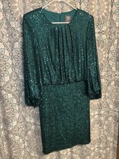 NWT Vince Camuto Green Stretch Sequin Cocktail Dress, Size 12 - Retail $198