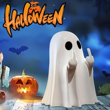 2024 Halloween Ghost Figurine Decor, Funny Statue, Middle Finger