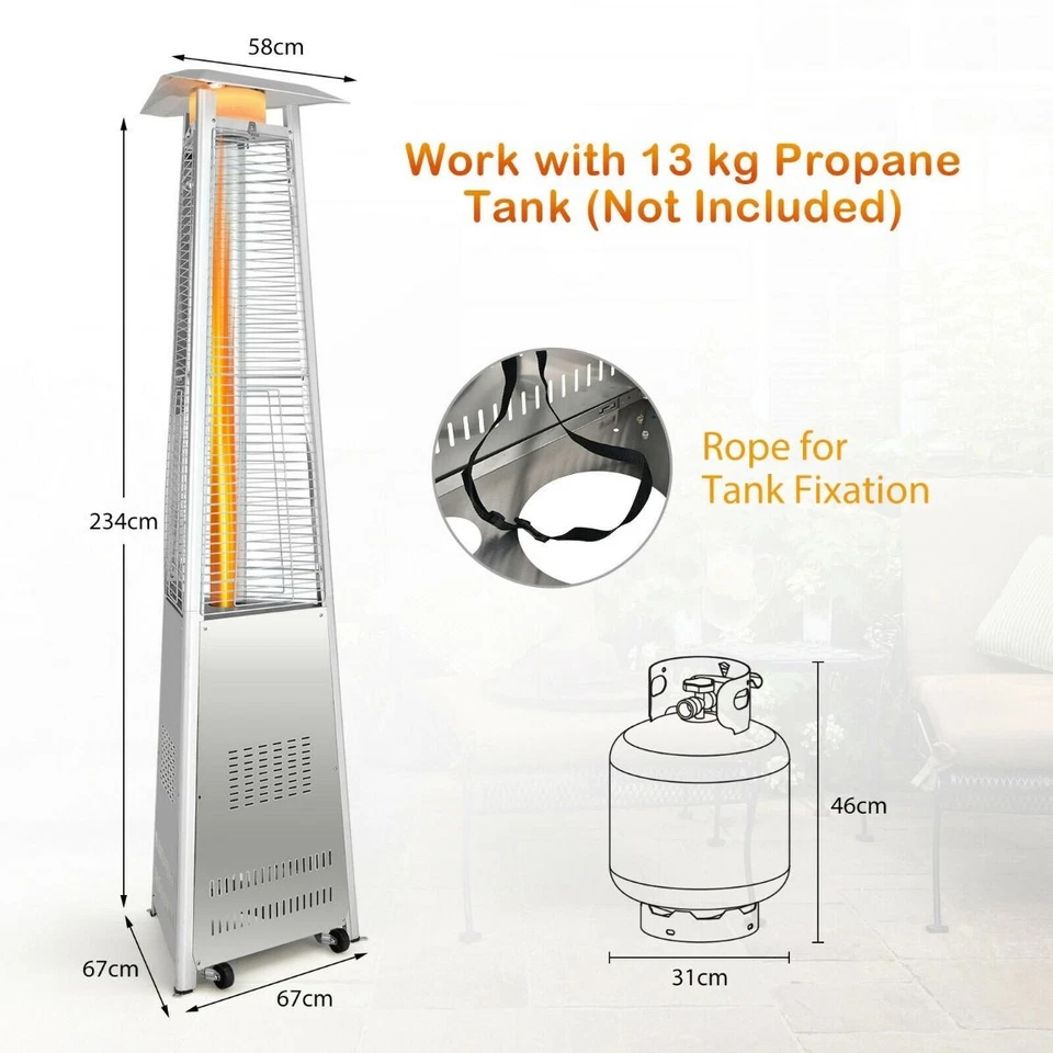 42,000 BTU Outdoor Patio Gas Heater with Wheels and Regulator - Image 4 of 4