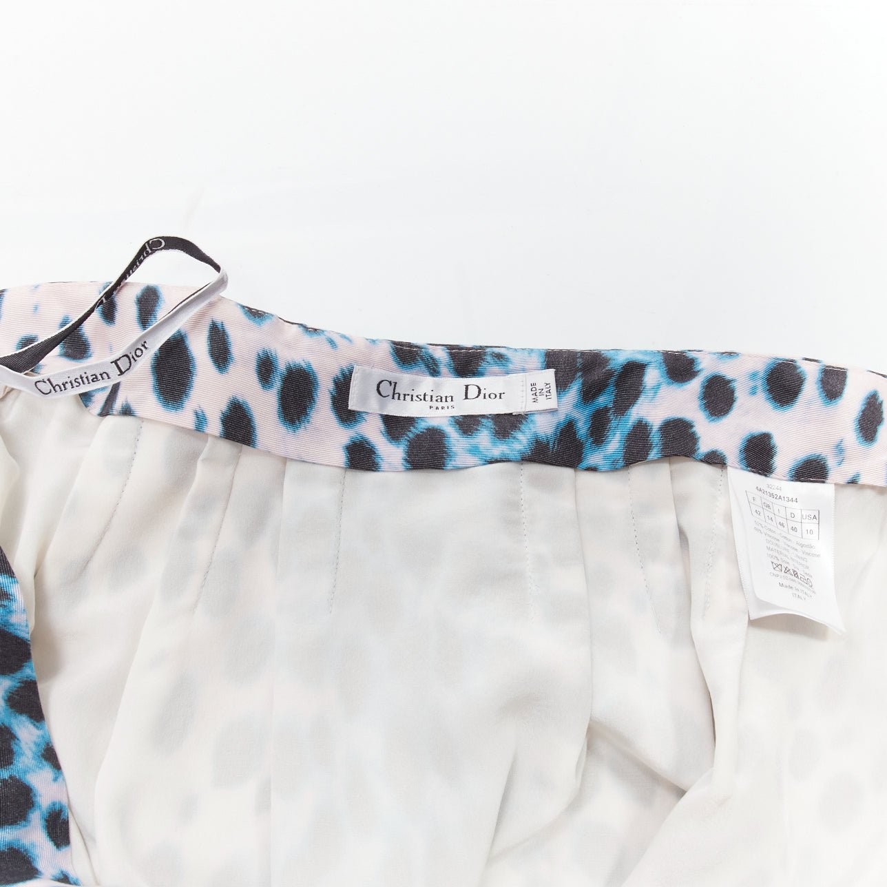 CHRISTIAN DIOR Vintage pink blue ombre leopard print A-line skirt FR42 XL image 8