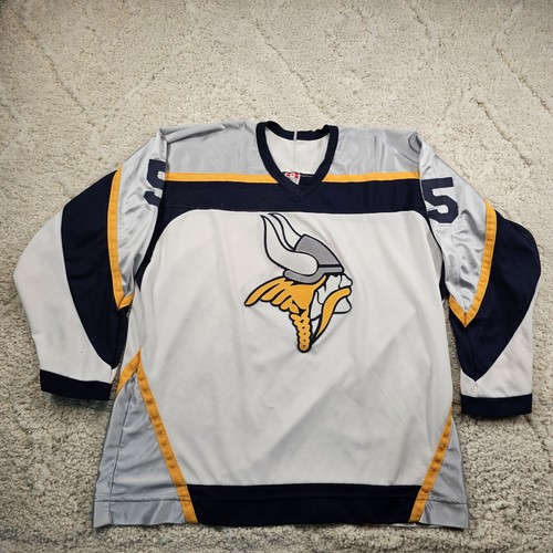 Vintage CCM Game Used High School Hockey Jersey Hand Stitched Vikings Logo Sz XL - Picture 4 of 24