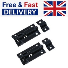 Pair of Black & Chrome Door Bolts Stylish Security in 3-Inch & 4-Inch Options