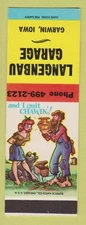 Matchbook Cover - Langenbau Garage Garwin IA Hillbilly SAMPLE
