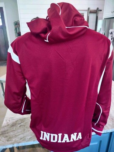 NWT Indiana Hoosiers Adidas Mens XL 1/4 Snap Button Mesh Pullover Hood Jacket - Picture 14 of 14