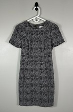 Calvin Klein Dress Womens 4 Black White Plaid Sheath Ponte Stretch Career