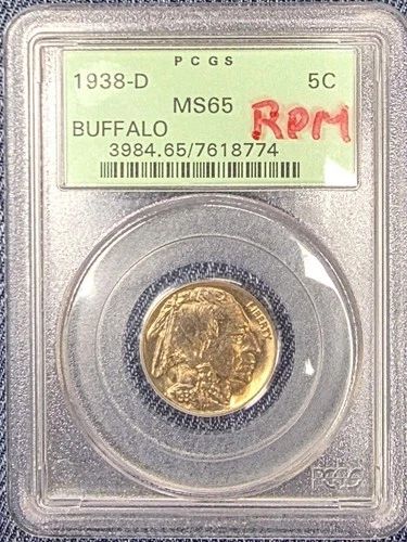 1938-D Buffalo Nickel  PCGS MS 65  RPM Older Holder