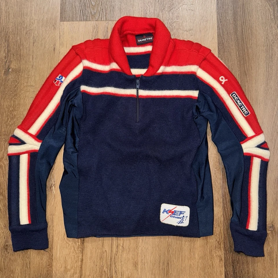Suéter Demetre De Colección Años 70 80 Acolchado Mujer Esquí Slalom Carreras Nieve Retro Mod Pequeño Foto 2 de 4