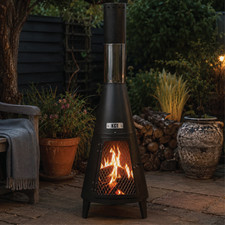 CONTEMPORARY GARDEN CHIMINEA 120 CM OUTDOOR PATIO LOG BURNER FIRE PIT HEATER