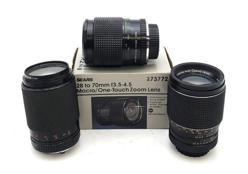 Vintage 3-Piece Lens Lot Sears 28-70mm MD JCPenney 135mm 70-210mm KR Mount