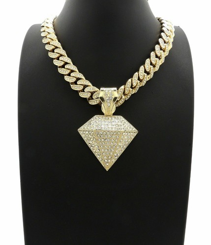 Hip Hop Diamond Shape Pendant \u0026 18 