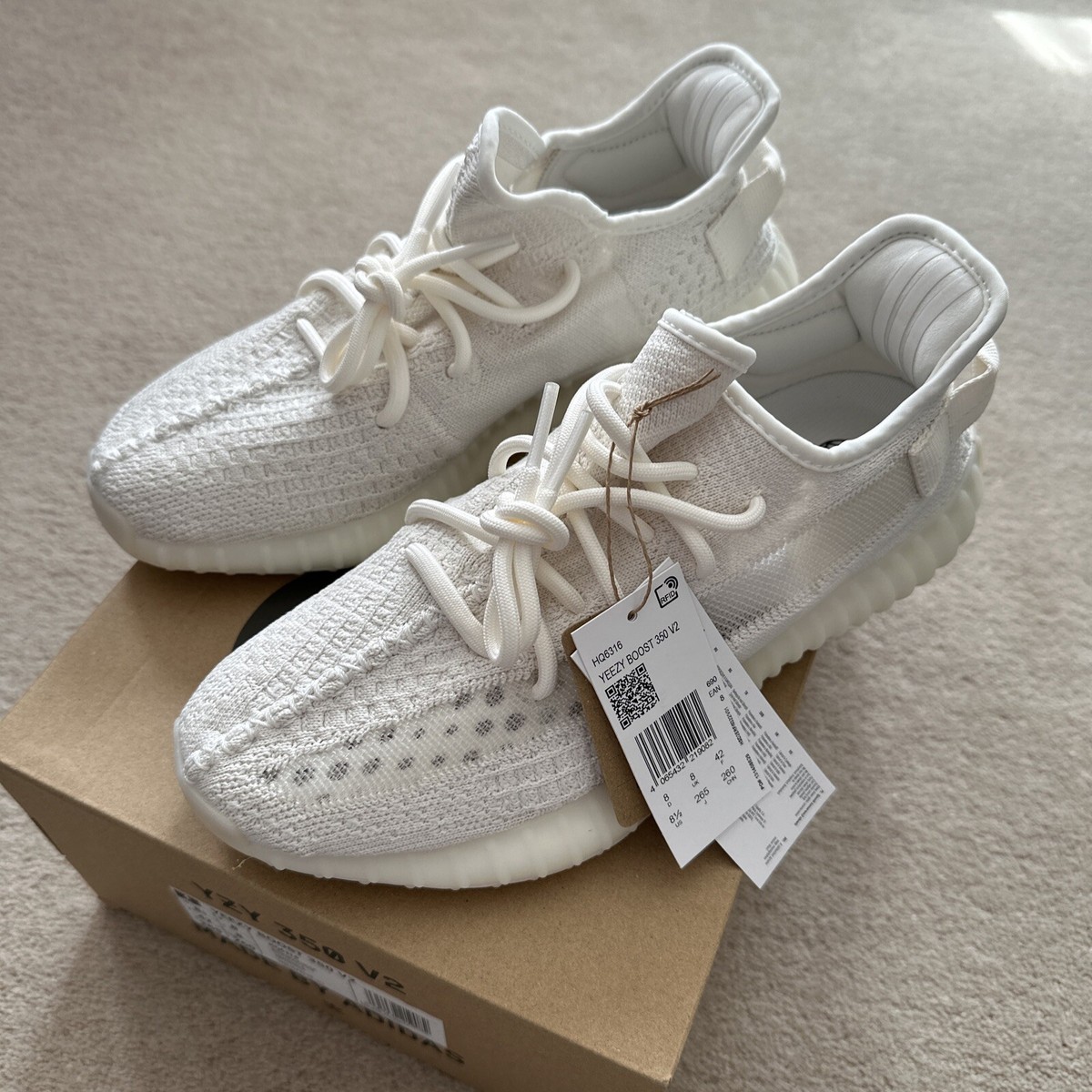 Adidas Yeezy Boost 350 V2 Size UK8 BONE/BONE/BONE HQ6316 | eBay