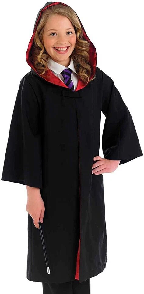 Disfraz de mago escolar para niños niñas bruja Harry túnica y varita Halloween Foto 3 de 4