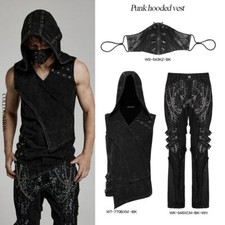 Punk Rave Hooded Denim Vest Harajuku Style Street Hip-Hop V-Neck Sleeveless Tank