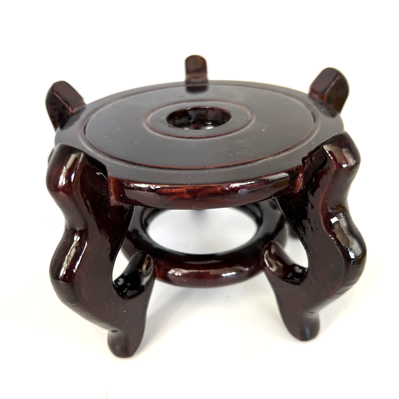 Vintage Chinese Mahogany Pedestal Stand for Fish Bowl Vase or Plant INV4