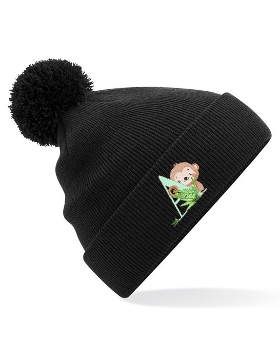 Personalized Children's Monkey Alphabet Embroidered Bobble Hat