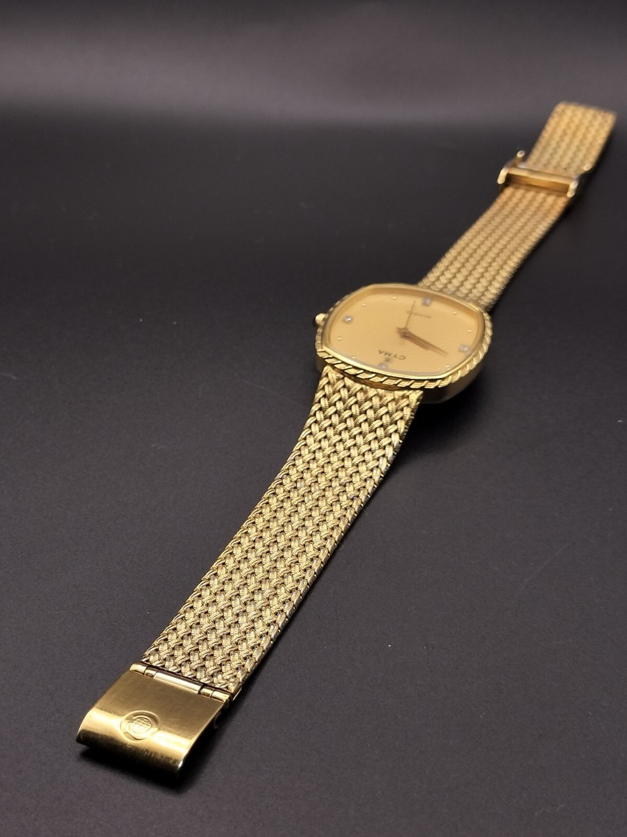 CYMA 604 4P Diamond Gold Dial Men's Quartz Watch Battery Replaced