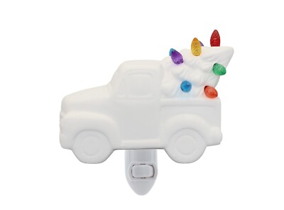 Ceramic Bisque Truck with Tree Night Light - Unpainted DIY Ceramic Vintage Truck