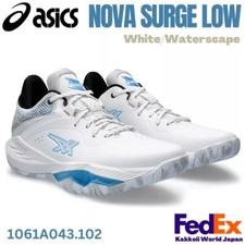 Asics Men's Basketball shoes NOVA SURGE LOW White/Waterscape 1061A043 102 NEW 
