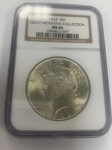 1922 Peace Silver Dollar ~ NGC MS64 ~ Great Montana Collection ~ $1