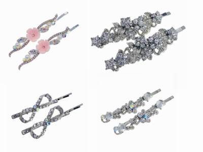 Elegant Crystal Hair Clip Set Of 13 Crystal Hair Clips: Pearl Headpiece Bridal Flower... From  main image 4