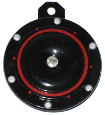 Hupe 12V Schwarz Rot 100 mm für Motorrad Cafe Racer Scrambler Custom Chopper ATV