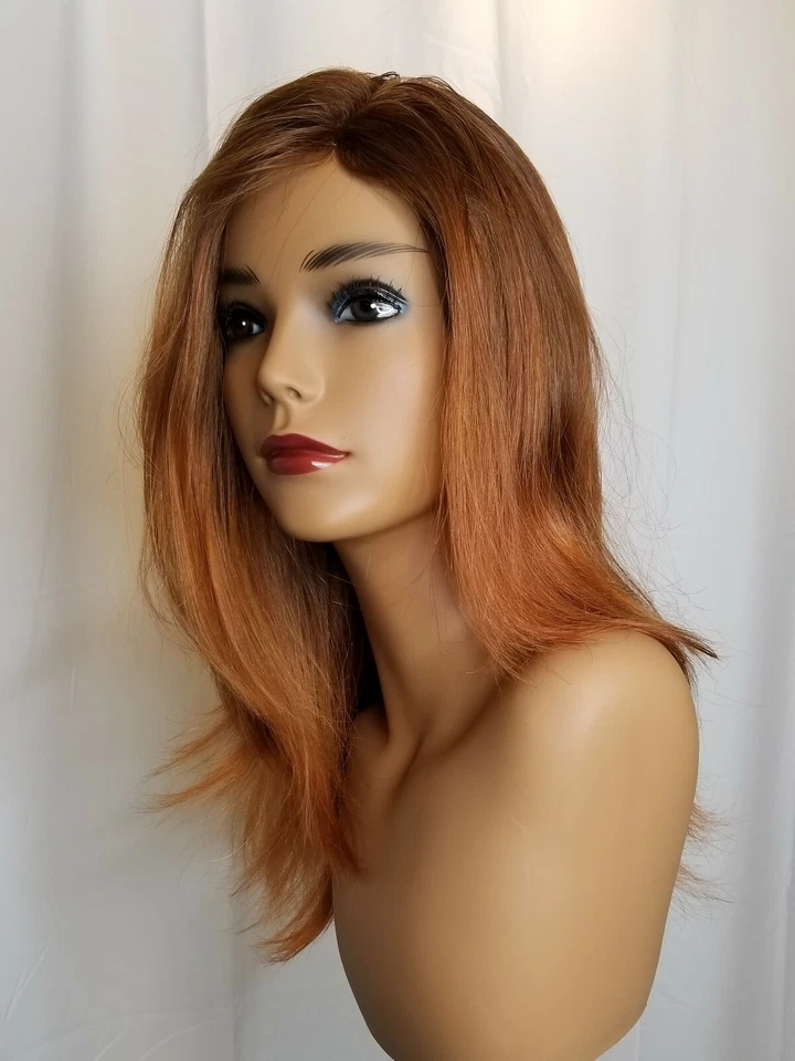 МОНО верхний парик, европейские волосы, 17» длиной. Размер M (21,5 дюйма). Цвет морковь блондинка. - Изображение 2 из 4