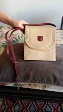 Nina Ricci Sac à main en Cuir couleur crème bordeaux  made France vintage 1980