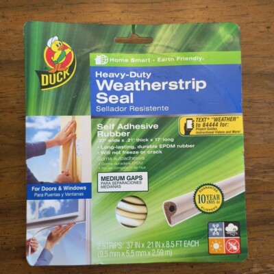 Duck Brand Heavy-Duty Self Adhesive Weatherstrip Seal for Medium Gap, White