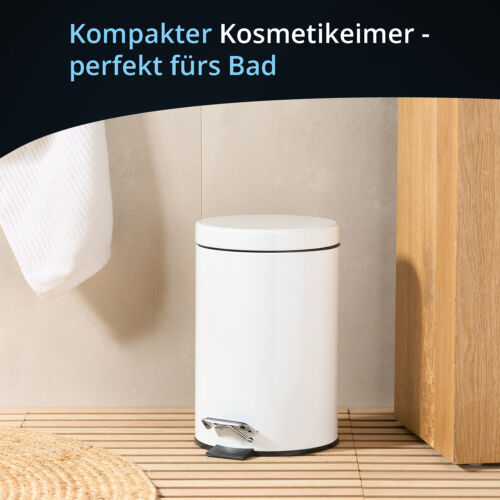 Mülleimer Kosmetikeimer 3L Weiß Dunkelgrau Mint Chrom Alu für Bad Büro Küche KHG - Bild 24 von 29