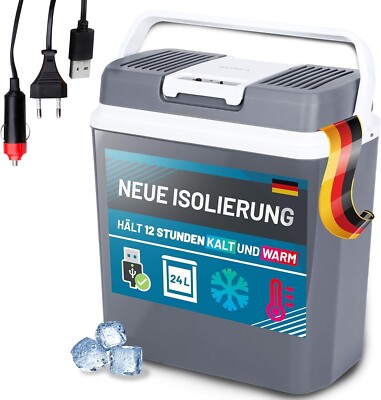 Kühlbox 24L WÄRMT und KÜHLT elektrisch 12V 230V USB / Neue Isolierung, Neuware