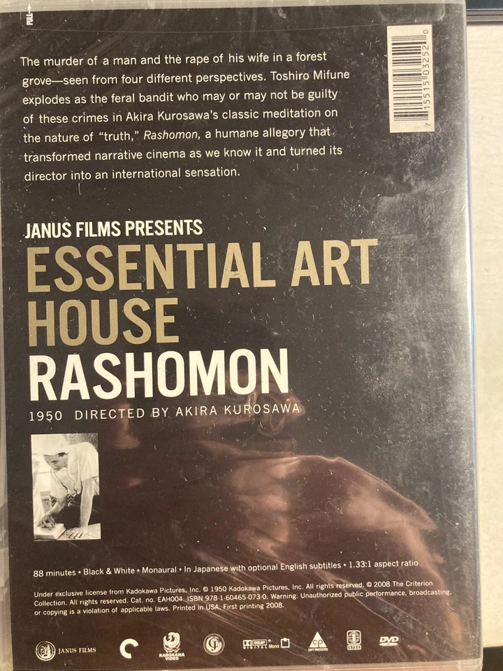 RASHOMON DVD 1950 Akira Kurosawa Criterion Collection BRAND NEW *REGION 1* - Image 2 of 2