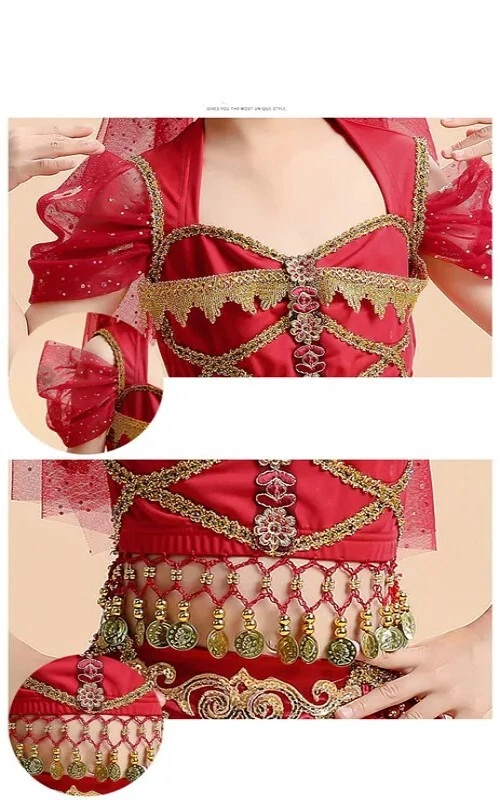 Girl Halloween Indian Princess Belly Fancy Outfit Costumes Dance Cosplay Arabian - Image 4 of 4