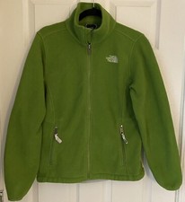 The North Face Polartec Womens Sweater Jacket Medium Green Fleece Full Front Zip