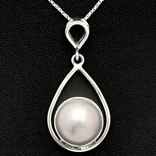 Natural Fresh Water Pearl 925 Sterling Silver Pendant Jewelry P-1734 - Foto 2 di 8