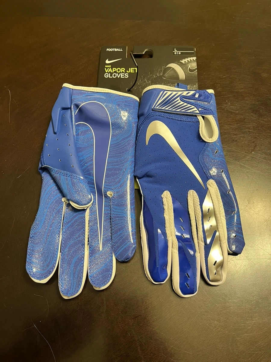 New Nike Vapor Jet Football Gloves Blue Size L