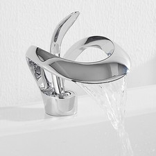 Luxury Chrome Waterfall Bathroom Sink Faucet Single Hole Vessel Basin Mixer Tap