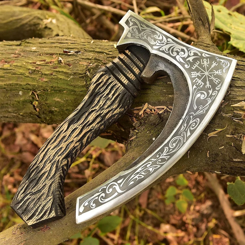 Viking Pizza Cutter Axe 12” Hand Forged Carbon Steel with Sheath Gift Tool Gift - Image 2 of 3