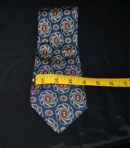 Christian Dior Monsieur De Colección Para Hombre 60"X 4" Corbata de Seda Granate Azul Marino Medallones Ovalados - Imagen 4 de 7