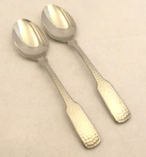 New Towle Hammersmith Soup Spoons Hammered Stainless Steel Set of Two