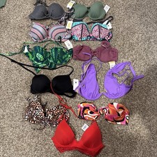 Lot of 11 Size 34B Women's Lined Bikini Tops - Shade Shore NWT BB10