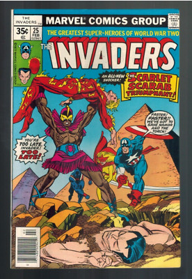 Invaders #25 vs the Scarlet Scarab!  Namor, Torch, Cap!  VF 1978 Marvel Comics