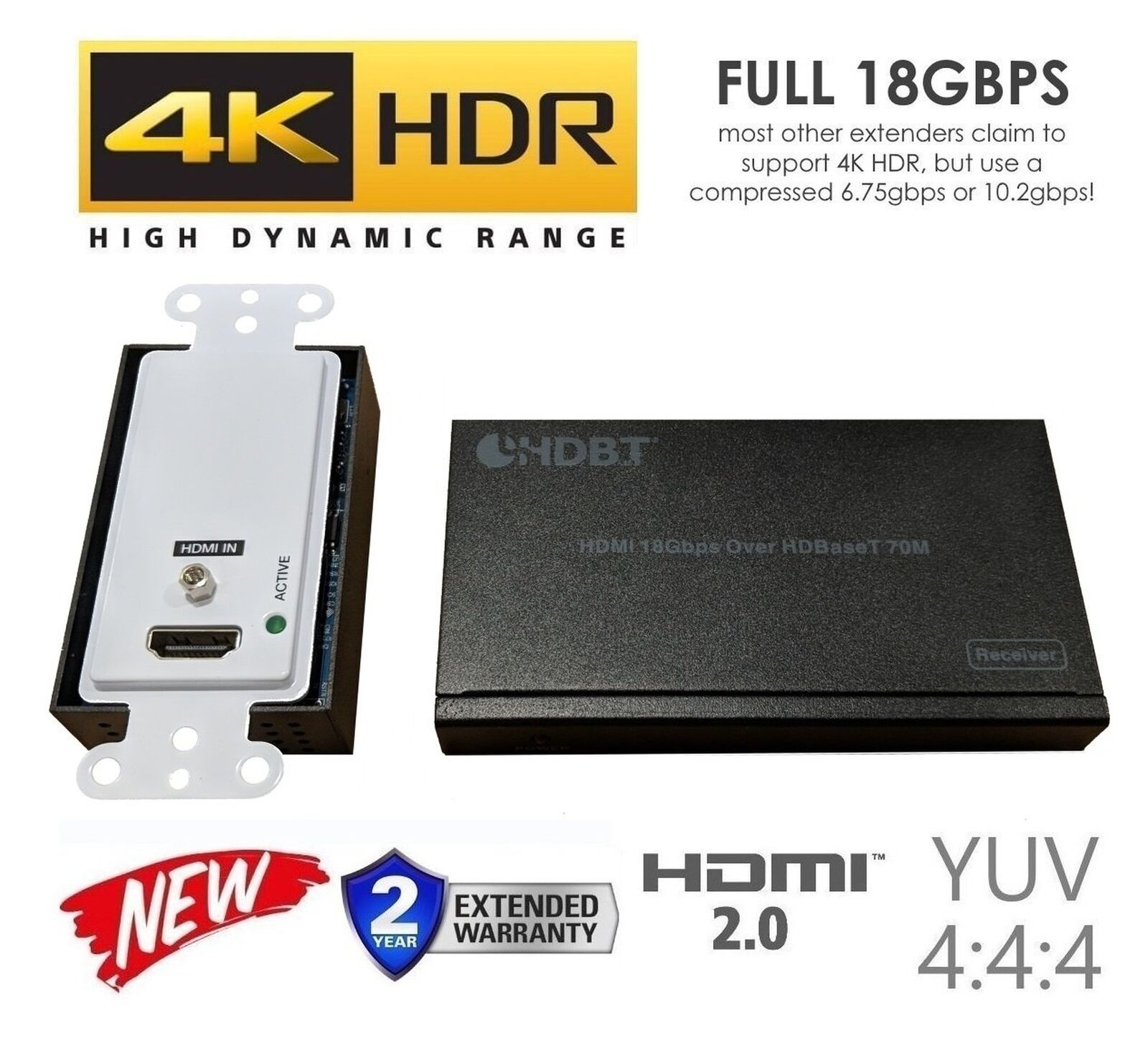 Wall Plate HDbaseT HDR 1 Gang UHD Extender Kit HDMI 2.0B 18GBPS 4K @ 60hz Super speciale klassieke prijs
