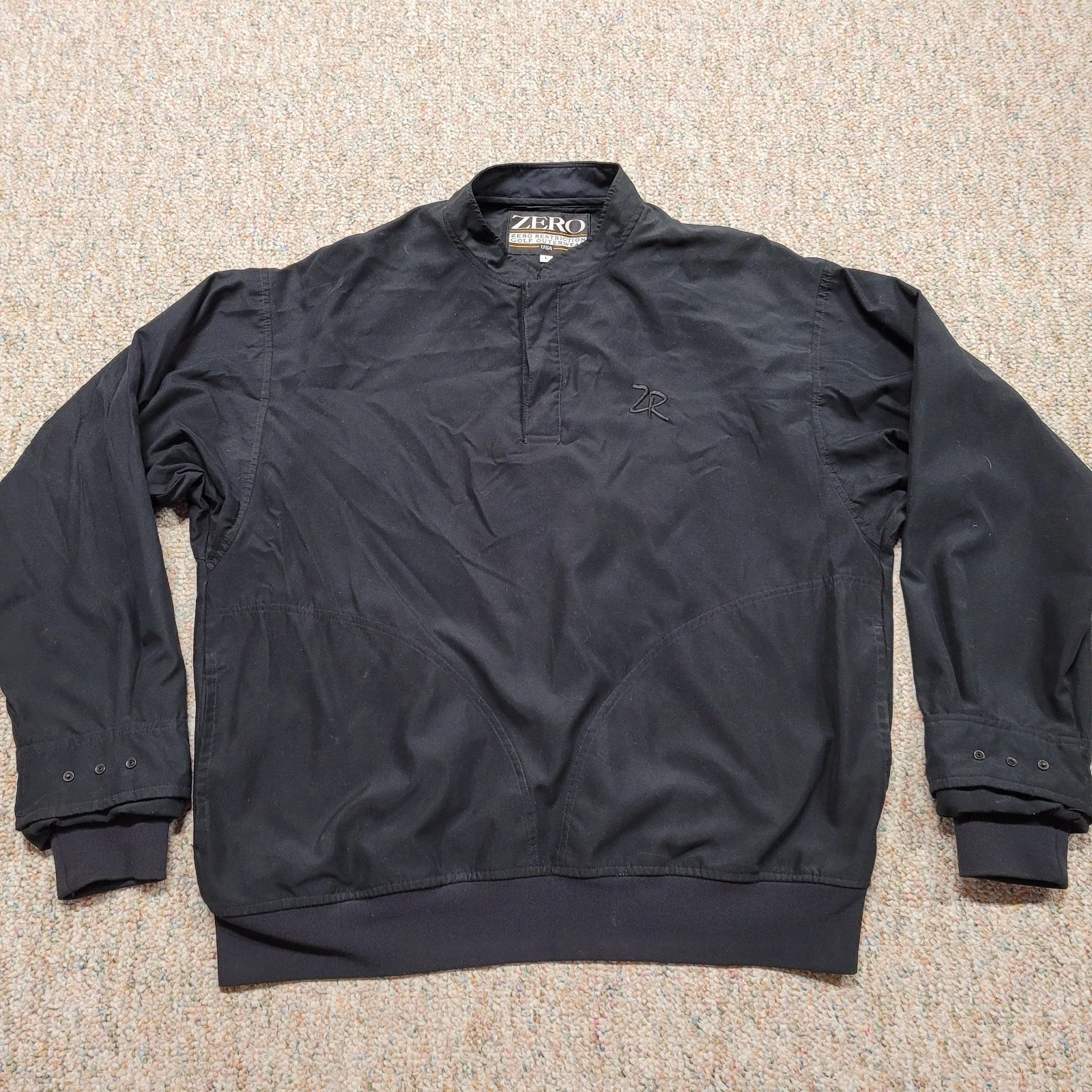 Zero Restriction Jacket Mens Large Black Golf Performance Pullover Long Sleeve