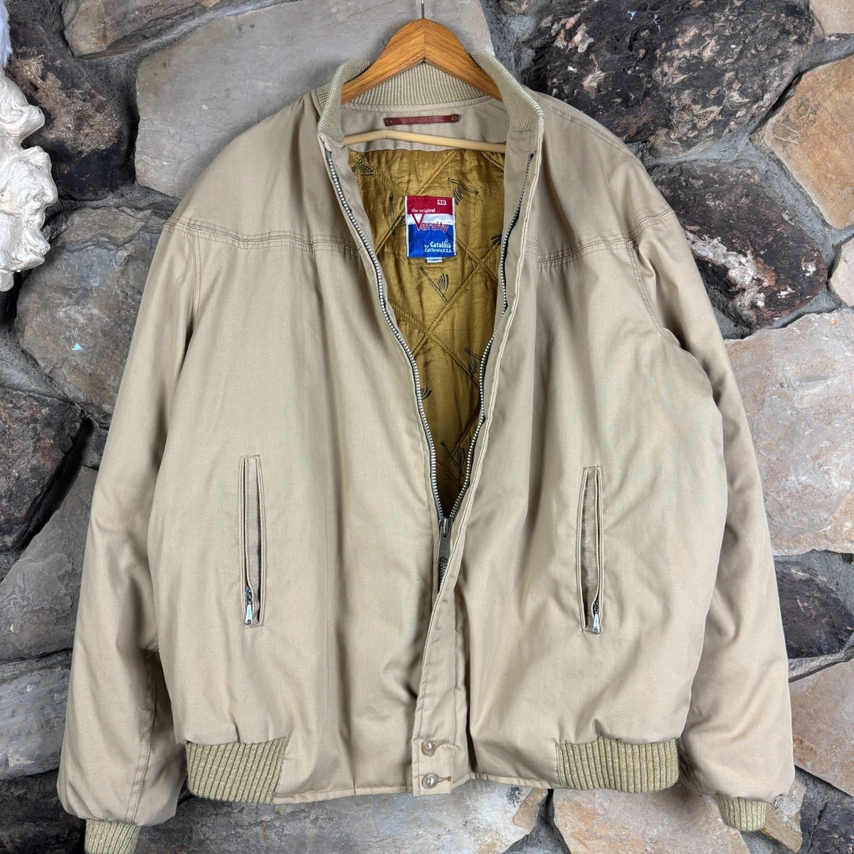 Vintage Catalina The Original Varsity XL Derby Bomber Jacket Brown 