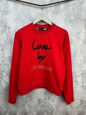 Love Moschino Red Crystal Logo Crew Neck Long Sleeve Sweatshirt Size M