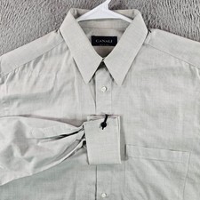 Canali Mens Dress Shirt 15.5 39 Grey Cotton French Cuff Made in Italy Luxury