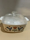 VTG 1975 Corning Ware Country Festival 1.5 Qt Casserole A-1 1/2 Pyrex Lid Birds